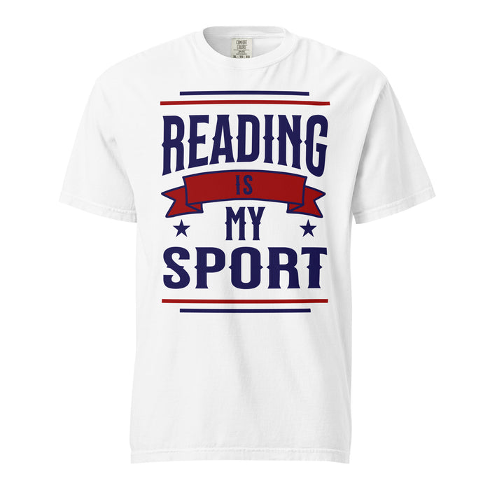 Reading Is My Sport T-Shirt - The Bean Workshop - Bookaholic, Bookish Apparel, Bookish Humor, Bookworm Athletic Tee, Collegiate, Funny Book Lover Gift for Valentine's Day, Funny Quote, Gift for Readers, Graphic Tee, Reading Shirt, Retro, Varsity Style