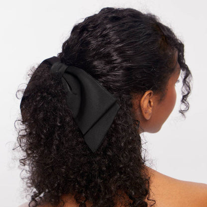 Recycled Fabric Bow Hair Clip 1pc- Black - Pine & Moss