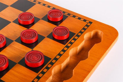 Red & Black Wood Checkers Set - Chess Set - Chess-House