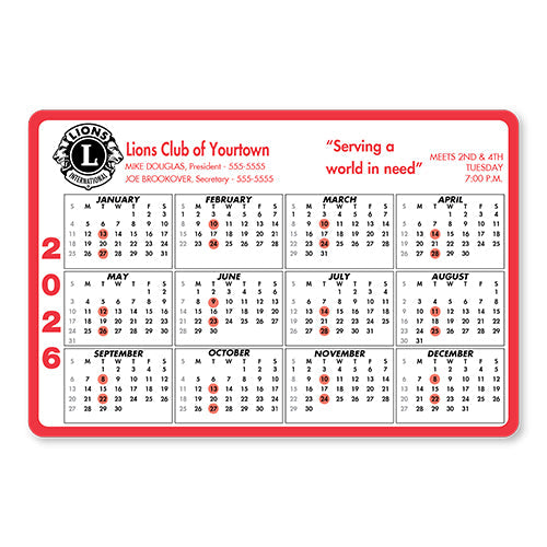 RED CIRCLE MAGNETIC CALENDAR