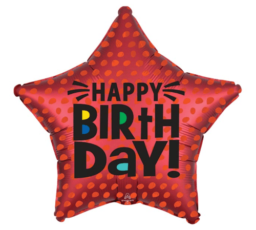 burton + Burton Balloons Red Star Happy Birthday Balloon