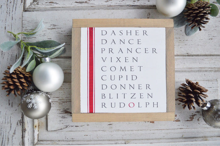 Reindeer Names Wood Sign