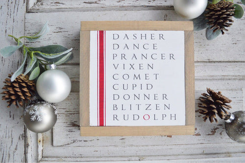Reindeer Names Wood Sign