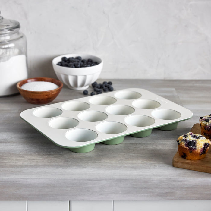 CC009827-103 - Reserve GreenPan Reserve Muffin Pan, Sage Green - 12 Cup - Product Image 2