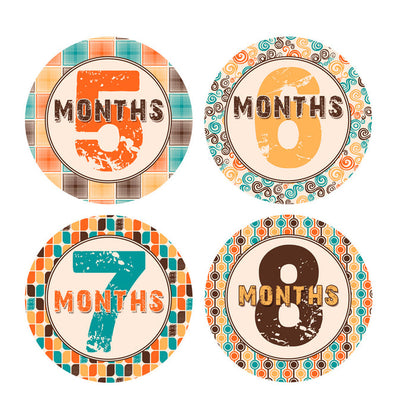 Retro 70's Patterned Monthly Baby Stickers onesie sticker - INKtropolis