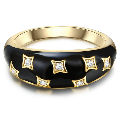 Ring mit Emaille/Zirkonia gelbgold