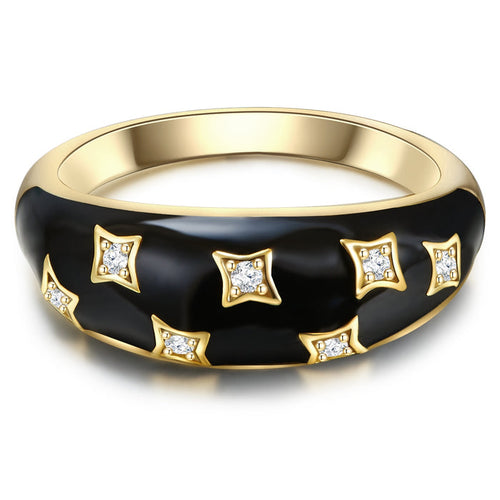 Ring mit Emaille/Zirkonia gelbgold