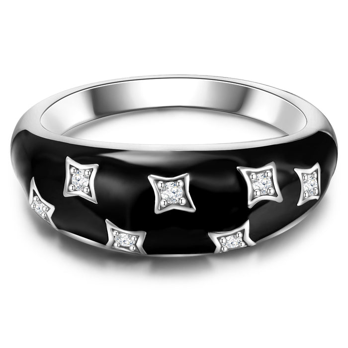 Ring mit Emaille/Zirkonia silber