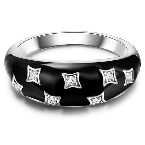 Ring mit Emaille/Zirkonia silber