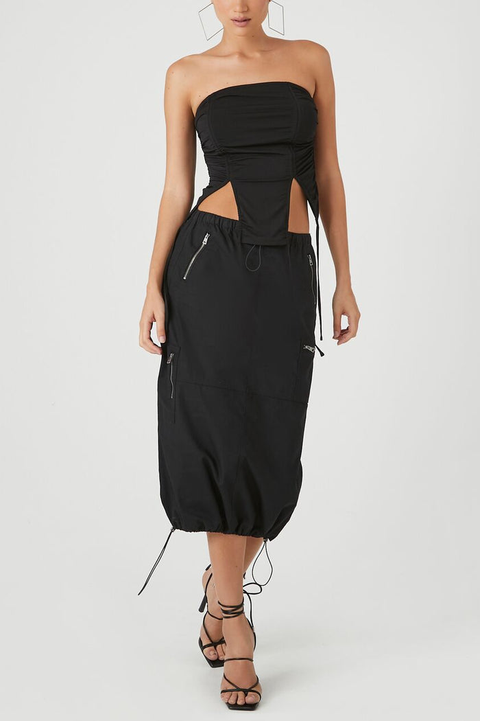 Ruched Drawstring Tube Top