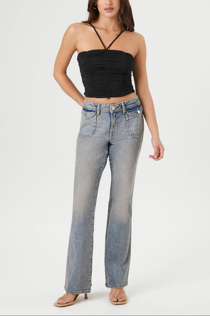 Ruched Mesh Cropped Cami