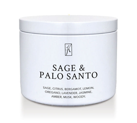 Jar of Sage & Palo Santo on a white background
