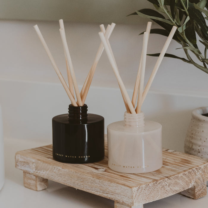 Cashmere and Vanilla White Translucent Tinted Glass Jar Reed Diffuser - Sweet Water Decor - Reed Diffusers