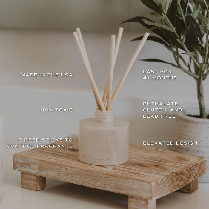 Cashmere and Vanilla White Translucent Tinted Glass Jar Reed Diffuser - Sweet Water Decor - Reed Diffusers