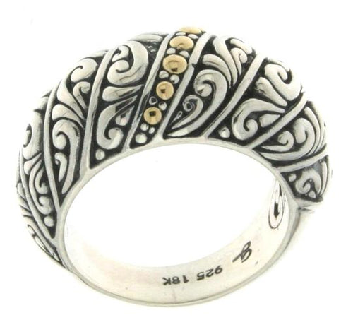 Samuel B. Sterling Silver and 18K Yellow Gold Balinese Design Palu Ring, Size 7.  Sterling Silver 18k solid Gold balinese design ring, handcrafted in Bali by our skilled artisans. From our Bali Privé™ collection which embodies the 2021 PANTONE™ Colors of the Year, showcasing the perfect combination of sterling silver and solid 18k gold.