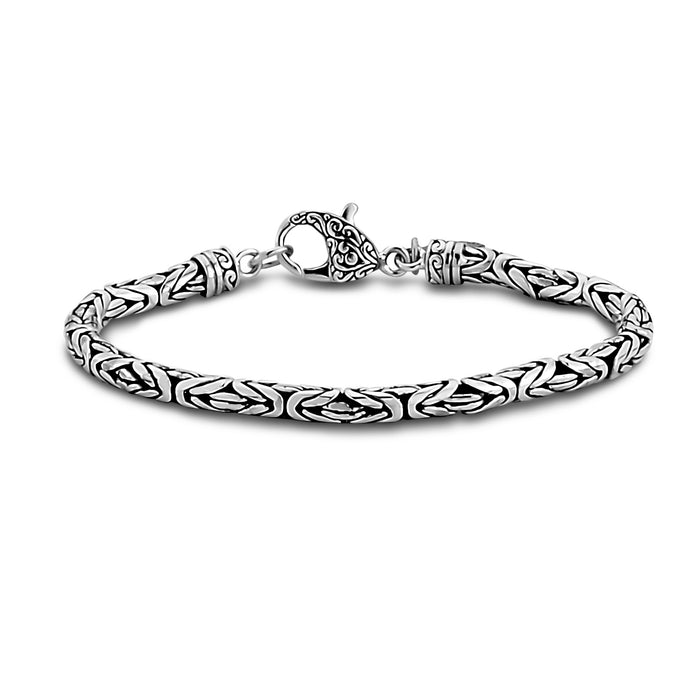 Samuel B. Sterling Silver Kancana Byzantine Bracelet with stylized lobster claw, 7". Handcrafted in Bali by our skilled artisans. From our Thai Tribal™ collection, a completely artisan crafted, intricate, sterling silver collection inspired by the dreamscapes of Thailand.