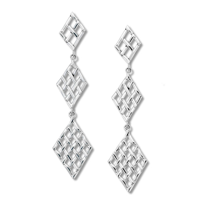 Samuel B. Sterling Silver Checkerboard Design Sawali Drop Earrings. Our Sterling Silver drop earrings, handcrafted in Bali by our skilled artisans. From our Thai Tribal™ collection, a completely artisan crafted, intricate, sterling silver collection inspired by the dreamscapes of Thailand.