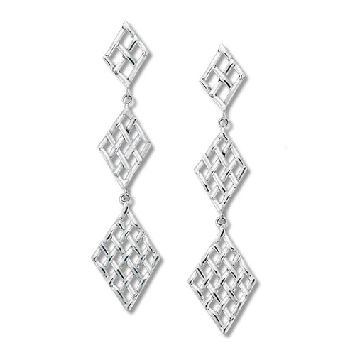 Samuel B. Sterling Silver Checkerboard Design Sawali Drop Earrings. Our Sterling Silver drop earrings, handcrafted in Bali by our skilled artisans. From our Thai Tribal™ collection, a completely artisan crafted, intricate, sterling silver collection inspired by the dreamscapes of Thailand.