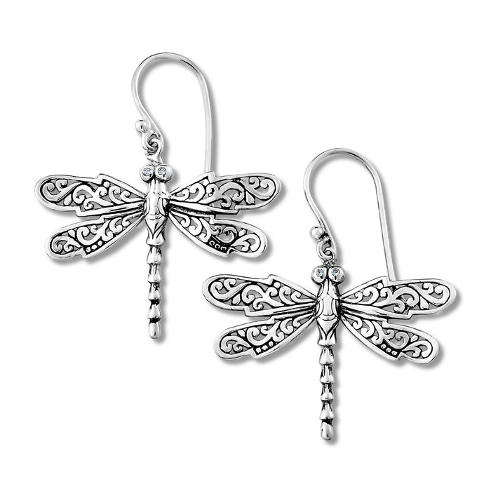 Samuel B. Sterling Silver Dragonfly Patah Earrings. From our signature collection, Royal Bali™ featuring designs handcrafted using sterling silver and genuine gemstones. White Topaz symbolizes hope, love and happiness. It is also known as the "lover of gold," as it is used to bring wealth and money to those who wear it.