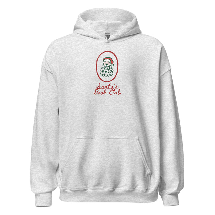 Santa's Book Club Hoodie - The Bean Workshop - Bookaholic, Bookish Apparel, Bookworm Hoodie, Christmas Hoodie for Book Lovers, Cozy Reader Gift, Festive Loungewear, Gift for Readers, Hand-Drawn, Holiday Pullover, Minimalist Christmas, Santa's Book Club Hoodie, Whimsical Santa, Winter Wear