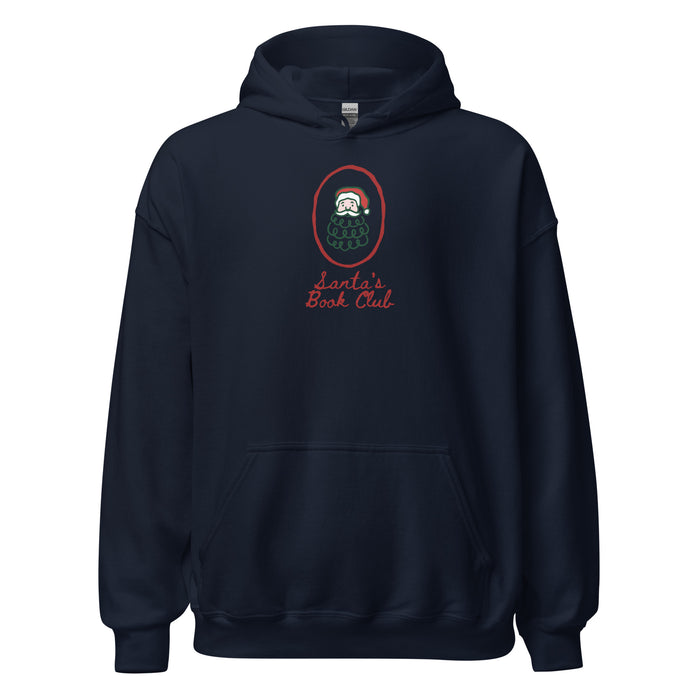 Santa's Book Club Hoodie - The Bean Workshop - Bookaholic, Bookish Apparel, Bookworm Hoodie, Christmas Hoodie for Book Lovers, Cozy Reader Gift, Festive Loungewear, Gift for Readers, Hand-Drawn, Holiday Pullover, Minimalist Christmas, Santa's Book Club Hoodie, Whimsical Santa, Winter Wear