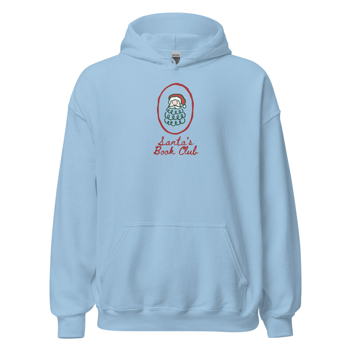 Santa's Book Club Hoodie - The Bean Workshop - Bookaholic, Bookish Apparel, Bookworm Hoodie, Christmas Hoodie for Book Lovers, Cozy Reader Gift, Festive Loungewear, Gift for Readers, Hand-Drawn, Holiday Pullover, Minimalist Christmas, Santa's Book Club Hoodie, Whimsical Santa, Winter Wear