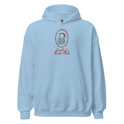 Santa's Book Club Hoodie - The Bean Workshop - Bookaholic, Bookish Apparel, Bookworm Hoodie, Christmas Hoodie for Book Lovers, Cozy Reader Gift, Festive Loungewear, Gift for Readers, Hand-Drawn, Holiday Pullover, Minimalist Christmas, Santa's Book Club Hoodie, Whimsical Santa, Winter Wear
