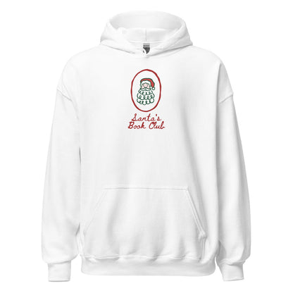 Santa's Book Club Hoodie - The Bean Workshop - Bookaholic, Bookish Apparel, Bookworm Hoodie, Christmas Hoodie for Book Lovers, Cozy Reader Gift, Festive Loungewear, Gift for Readers, Hand-Drawn, Holiday Pullover, Minimalist Christmas, Santa's Book Club Hoodie, Whimsical Santa, Winter Wear