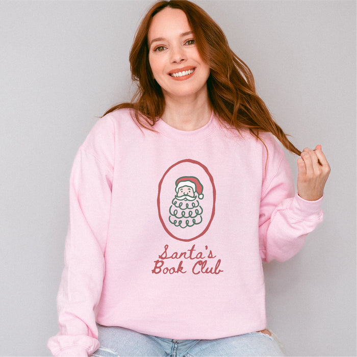 Santa's Book Club Sweatshirt - The Bean Workshop - Book Lover Gift, Bookaholic, Bookish Apparel, Bookworm Sweatshirt, Comfort Wear, Cozy Christmas Crewneck for Readers, Festive Loungewear, Hand-Drawn, Holiday Book Club, Minimalist Christmas, Reader Gift, Santa's Book Club Sweatshirt, Whimsical Santa