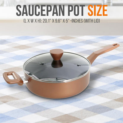 Sautepan Pot With Lid - Non-Stick High-Qualified Kitchen Cookware With See-Through Tempered Glass Lids, 3 Qt. (Works With Model: Nccwa13Br)
