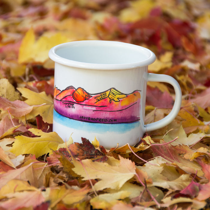 Sawtooth Mountains Enamel Mug, watercolor