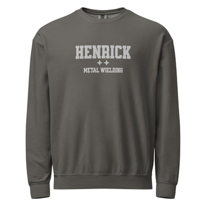 Sawyer Henrick Embroidered Fleece Crewneck Sweatshirt - The Bean Workshop - Basgiath, Booktok, Cozy Reader, Embroidered Bookish Sweatshirt, Empyrean Series, Fantasy Apparel, Fourth Wing Merch, Henrick Metal Wielding Fleece Sweatshirt, Iron Flame, Premium, Romantasy, Signet Power, sweatshirt, White Embroidery