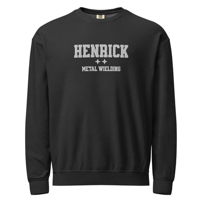 Sawyer Henrick Embroidered Fleece Crewneck Sweatshirt - The Bean Workshop - Basgiath, Booktok, Cozy Reader, Embroidered Bookish Sweatshirt, Empyrean Series, Fantasy Apparel, Fourth Wing Merch, Henrick Metal Wielding Fleece Sweatshirt, Iron Flame, Premium, Romantasy, Signet Power, sweatshirt, White Embroidery