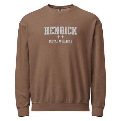 Sawyer Henrick Embroidered Fleece Crewneck Sweatshirt - The Bean Workshop - Basgiath, Booktok, Cozy Reader, Embroidered Bookish Sweatshirt, Empyrean Series, Fantasy Apparel, Fourth Wing Merch, Henrick Metal Wielding Fleece Sweatshirt, Iron Flame, Premium, Romantasy, Signet Power, sweatshirt, White Embroidery