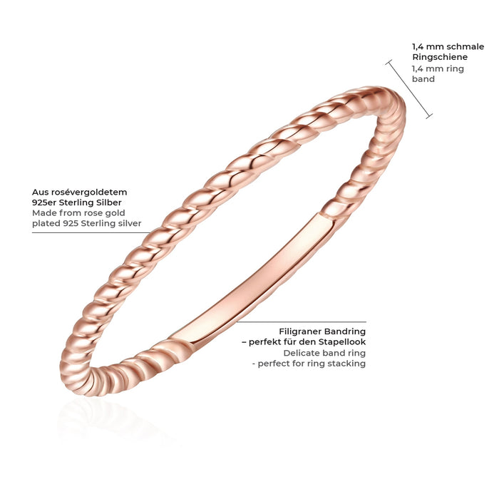 Schmaler Ring roségold gedreht