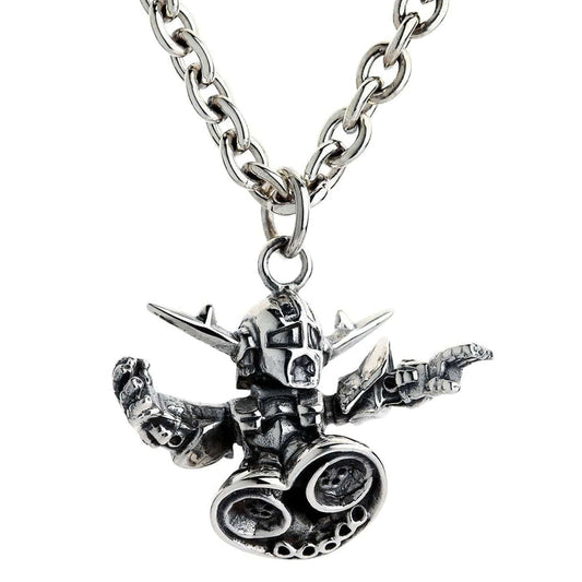 A Chibi Mazinger necklace pendant, expertly handcrafted from solid sterling silver with a brilliant polished finish.
