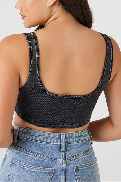 Seamless Ribbed V-Hem Tank Top