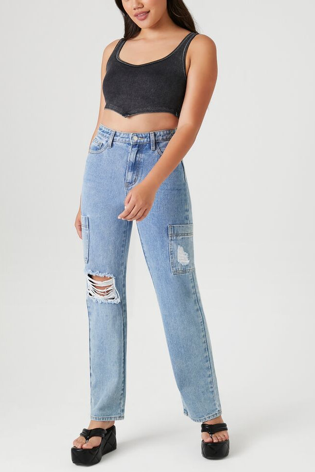 Seamless Ribbed V-Hem Tank Top
