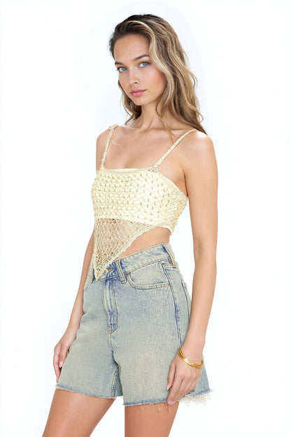 Sequin Sweater-Knit V-Hem Cami
