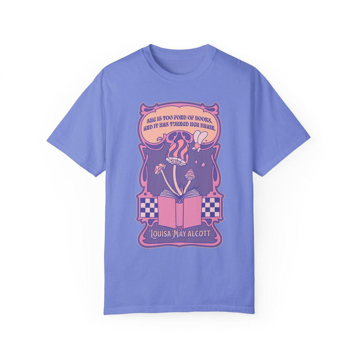 She Is Too Fond of Books, and It Has Turned Her Brain Tee Shirt - The Bean Workshop - box tee, louisa may alcott
