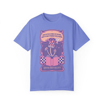 She Is Too Fond of Books, and It Has Turned Her Brain Tee Shirt - The Bean Workshop - box tee, louisa may alcott