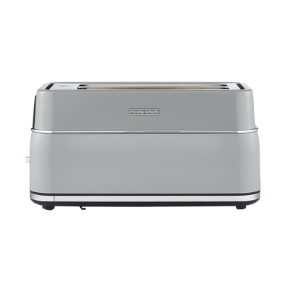 Grey toaster with 'Morphy Richards' branding on a white background