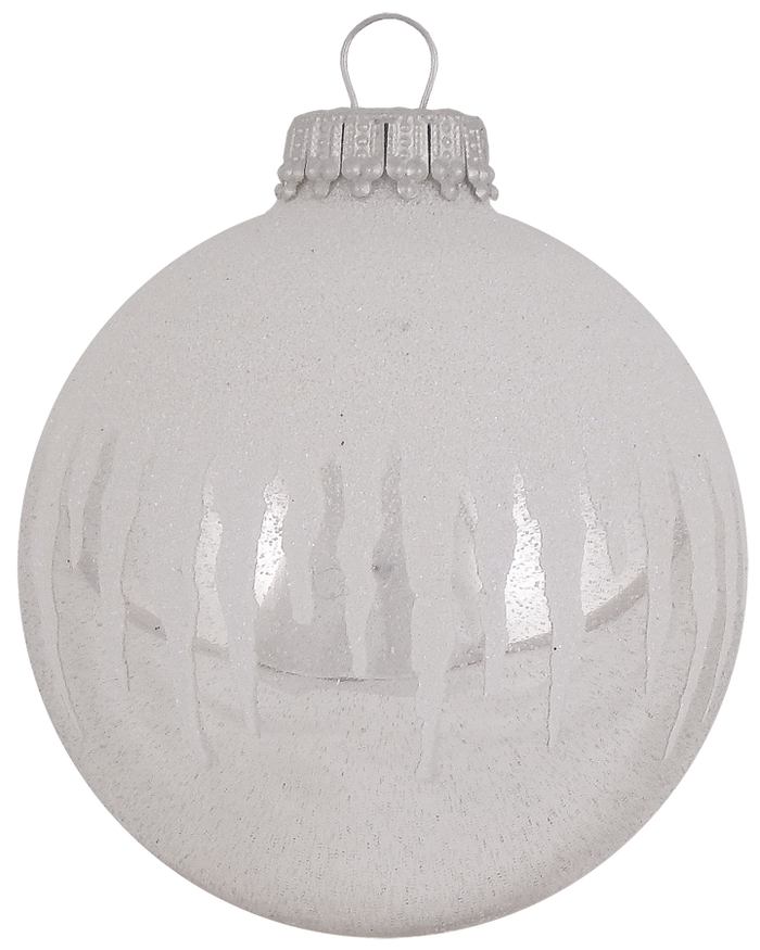 Silver Midas and Silver Pearl 2 5/8" (67mm) Glass Ball with White Icicles Assortment (4)