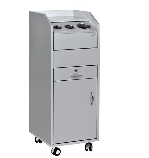 DIR Simplex Trolley Cart: tall, lockable, 3 openings, 2 drawers & cabinet on wheels.