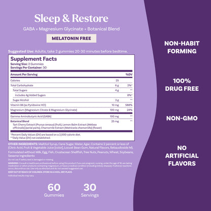 Sleep & Restore Melatonin Free Gummies