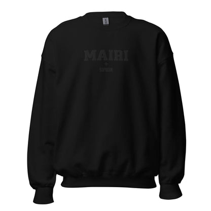 Sloane Mairi Siphon Embroidered Sweatshirt - The Bean Workshop - Basgiath, Black Embroidery, Booktok, Collegiate, Embroidered Bookish Gift, Empyrean Series Merch, Fantasy Apparel, Fourth Wing Crewneck, Iron Flame, Mairi Siphon Sweatshirt, Romantasy, Signet Power, Subtle Merch, sweatshirt