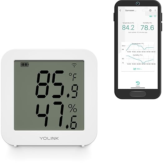 Smart Indoor Hygrometer Thermometer, 2-Year Data Storage Export, Advanced Offline Storage, LoRa Tech, App Push, Email, SMS, Hub Required