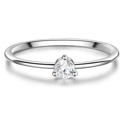 Solitärring mit weißem Zirkonia