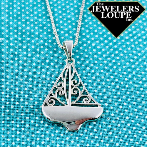 Southern Gates Harbor Series Sterling Silver Sailboat Pendant