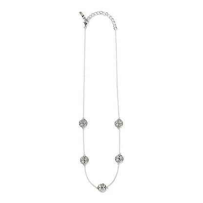 Southern Gates® 5 Station Logo Necklace Inspiration Series 16" + 2" extender with lobster clasp, Medallion measures 10mm 925 sterling silver Designed and distributed in Charleston, SC   Beautiful scroll designs reminiscent of the ironwork found in historic churches, chapels, and cathedrals have inspired this intricate filigree jewelry.